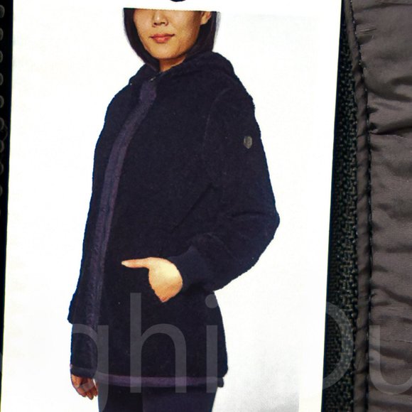 1 Madison Ladies' Fuzzy Jacket Black - Picture 2 of 9